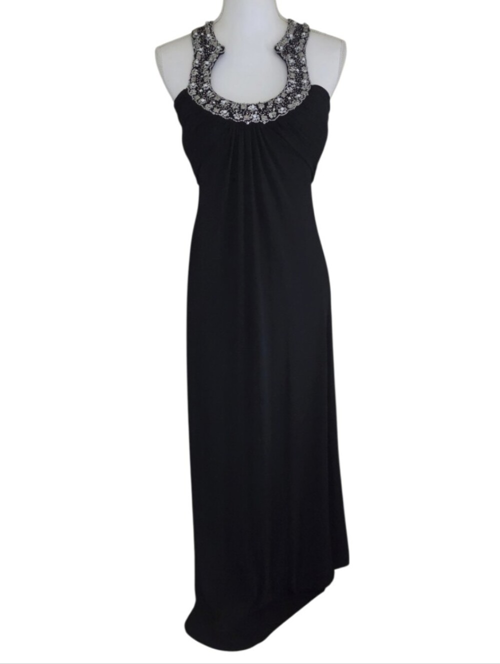 vintage Y2K js boutique JS beaded neck jersey gown black size 2